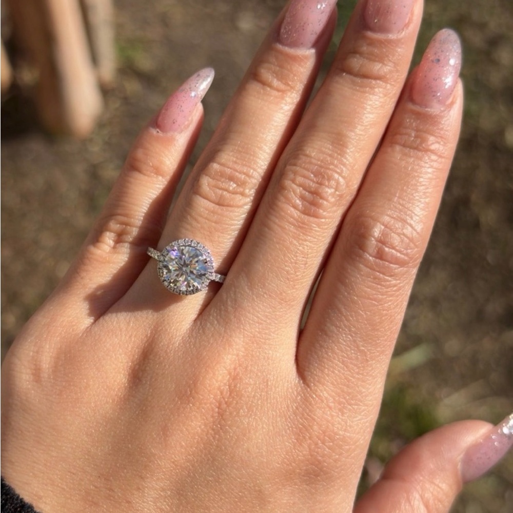 10k real gold with 0.5cttw lab diamonds and 3ct moissanite promise ring size 6